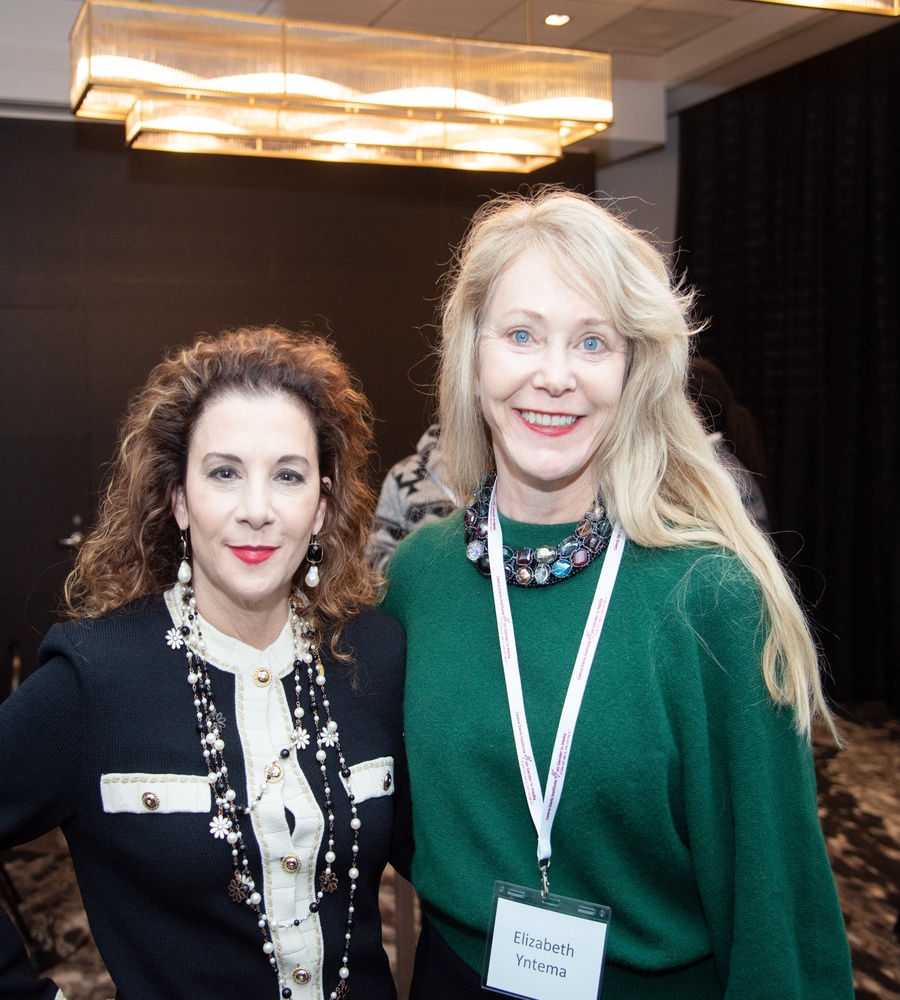 Madeline Di Nonno, left, poses with a female guest at the Intersectionality Matters event hosted by the Geena Davis Institute.